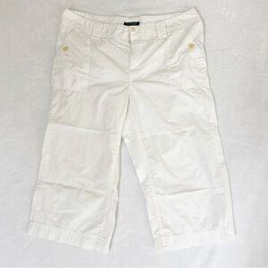 Lauren Ralph Lauren Linen White Capri Shorts 100% Cotton Coastal Beach Resort